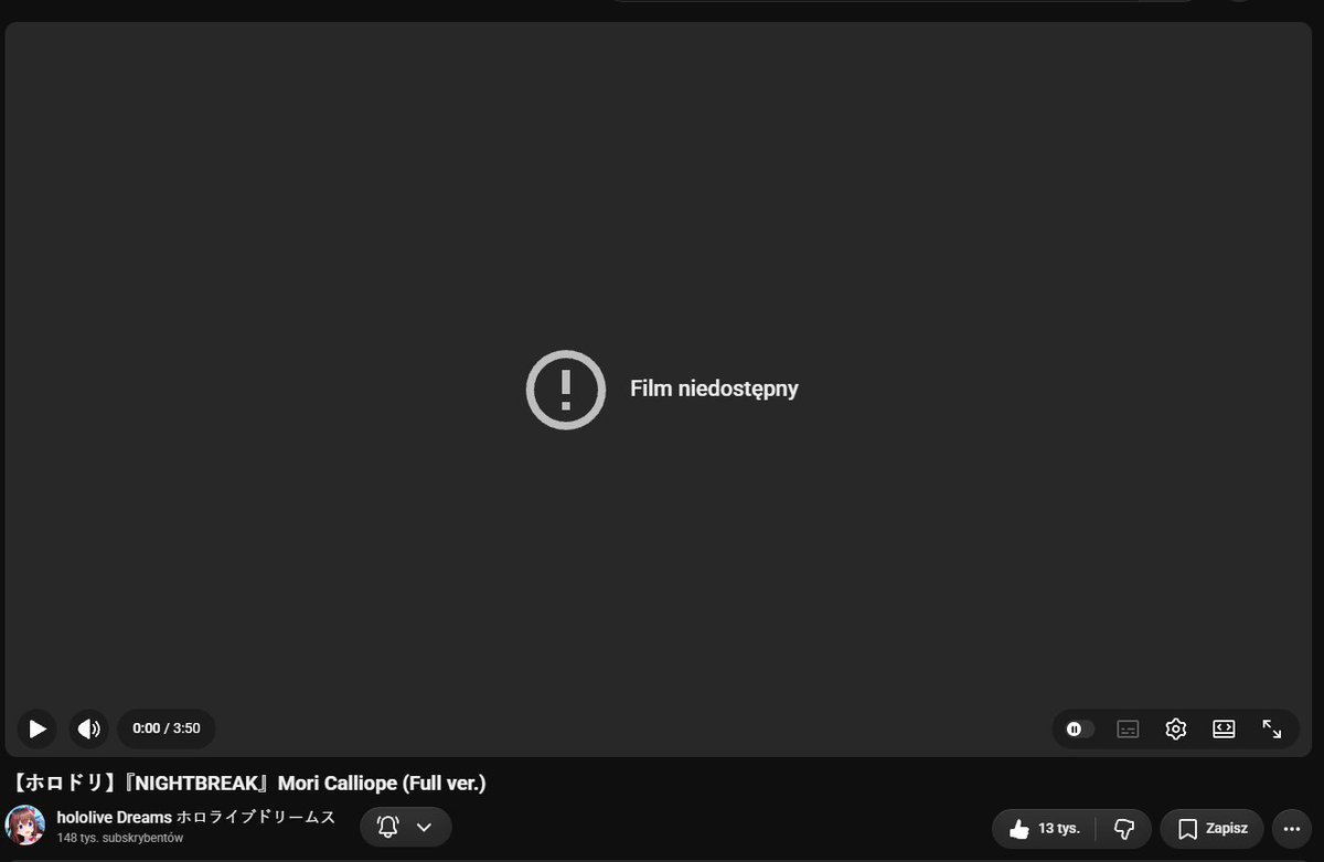 AyameChhh's tweet photo. Calli? Holo? Why is Nightbreak gone from yt? https://t.co/UXbx81EOjp