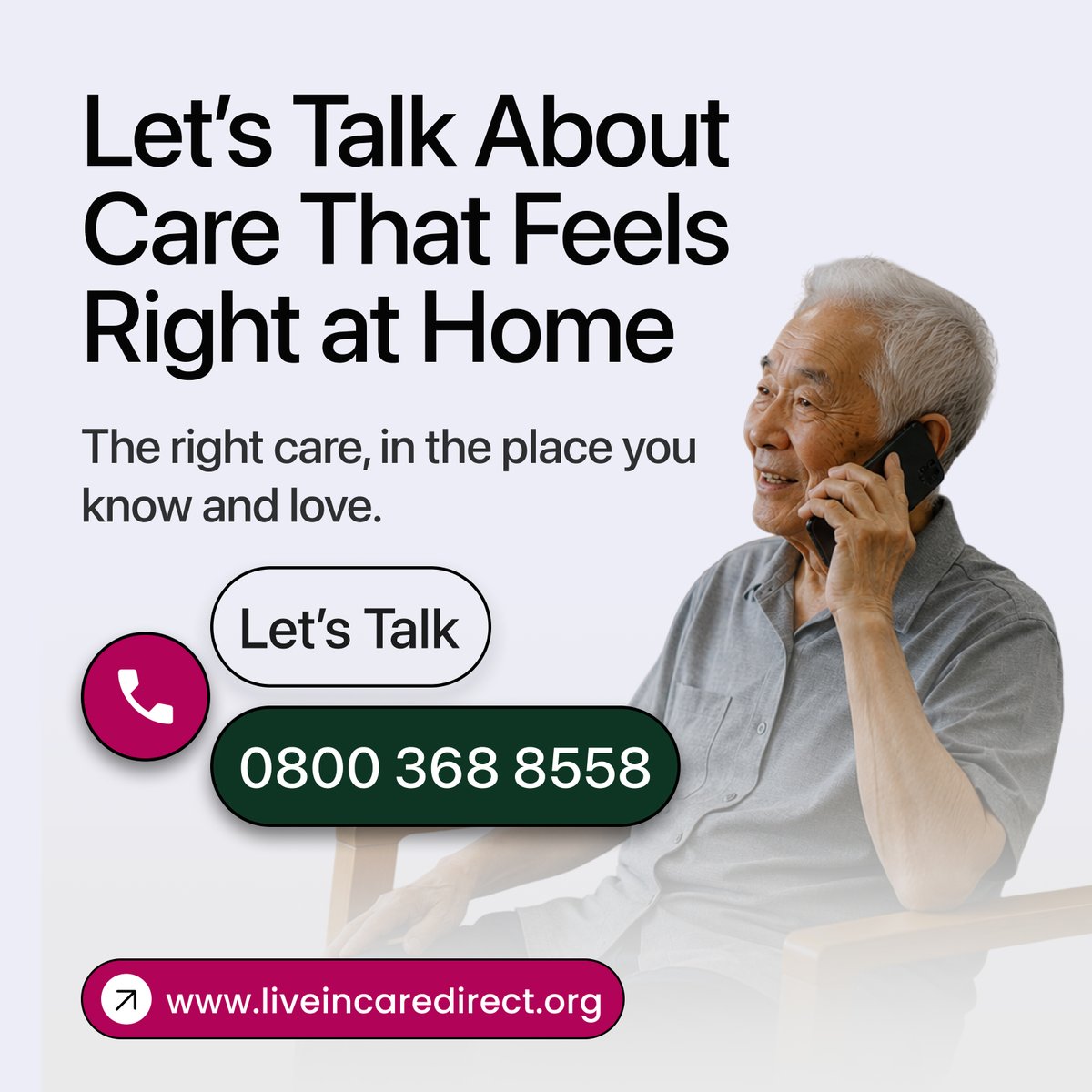liveincaregroup's tweet photo. Let’s Talk About Care That Feels Right at Home

Home is where we feel most comfortable, independent, and ourselves. With the right support, your loved one can continue enjoying the familiar surroundings they know and love.

At Live-in Care Direct, we provide trusted, personalised care that fits around everyday life with compassion, dignity, and genuine companionship.

📞 Let’s talk: 0800 368 8558
🌐 Discover more: https://t.co/Mf0V1VUJct