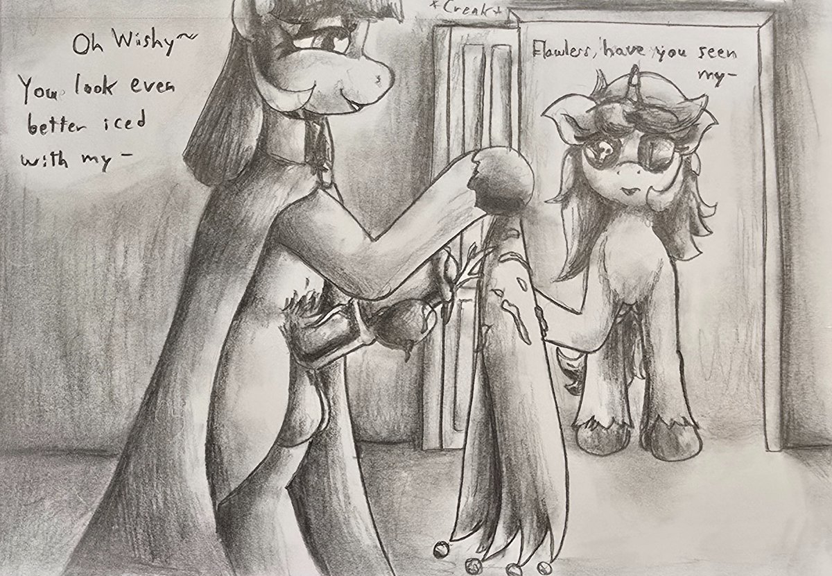 graves_zero's tweet photo. Happy Mare with the flare Monday!
Flawless enjoys what was meant to be a private moment, and some foul demon creeps up on her early in the morning...
#fanart #wishless https://t.co/7SwlT1Za58