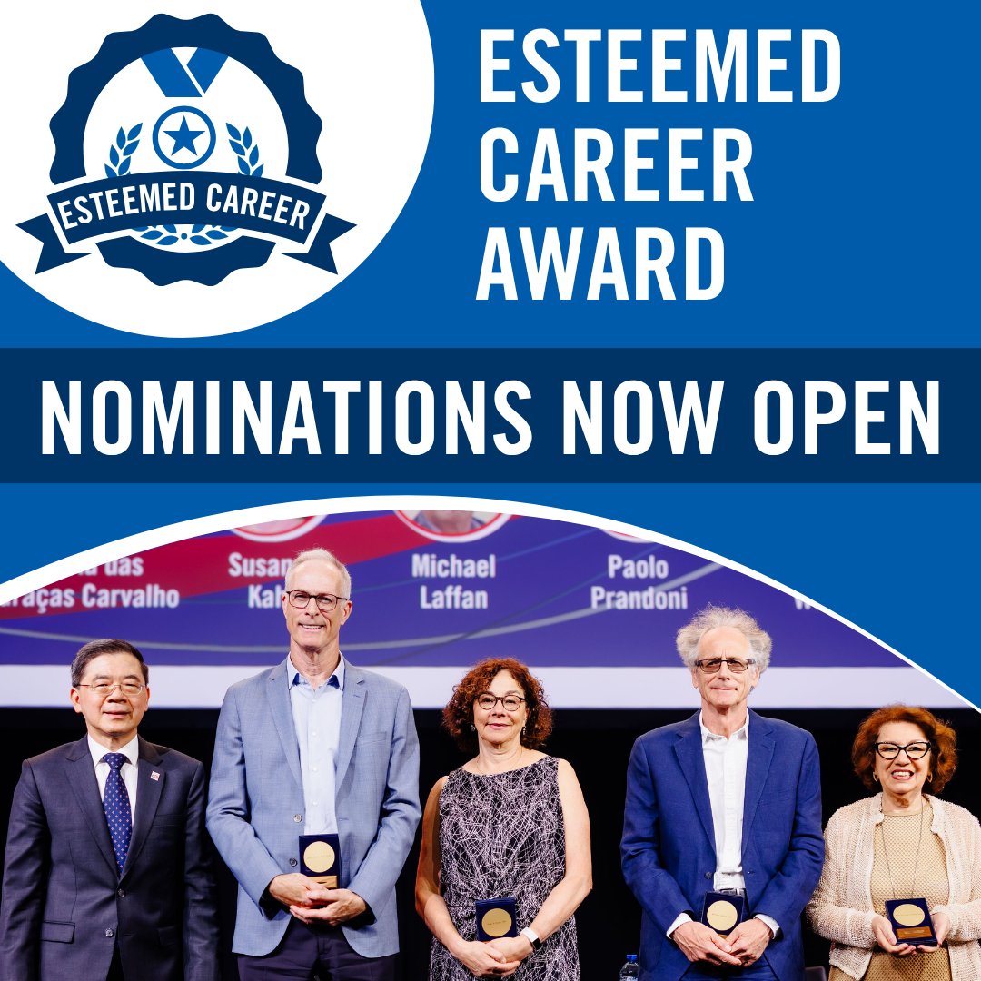 isth's tweet photo. Who has helped shape the field of thrombosis and hemostasis? There is still time for ISTH members to nominate an outstanding colleague for the ISTH Esteemed Career Awards, presented at #ISTH2027: https://t.co/qwnGAnanNS https://t.co/LqrbfFqqD6