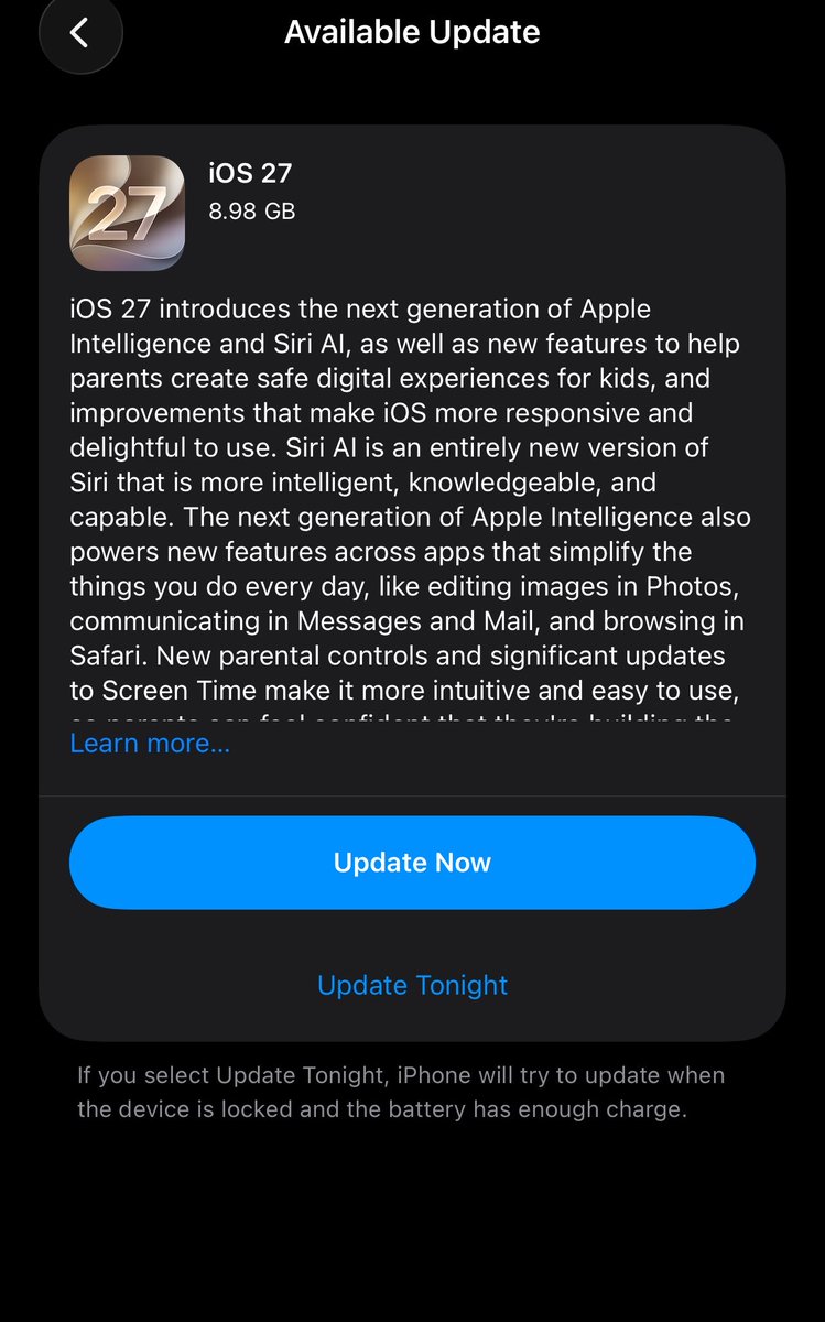 DiscussingGifs1's tweet photo. 🚨:  iOS 27 now available in Lagos, Nigeria. https://t.co/ZRwmVk6wW2