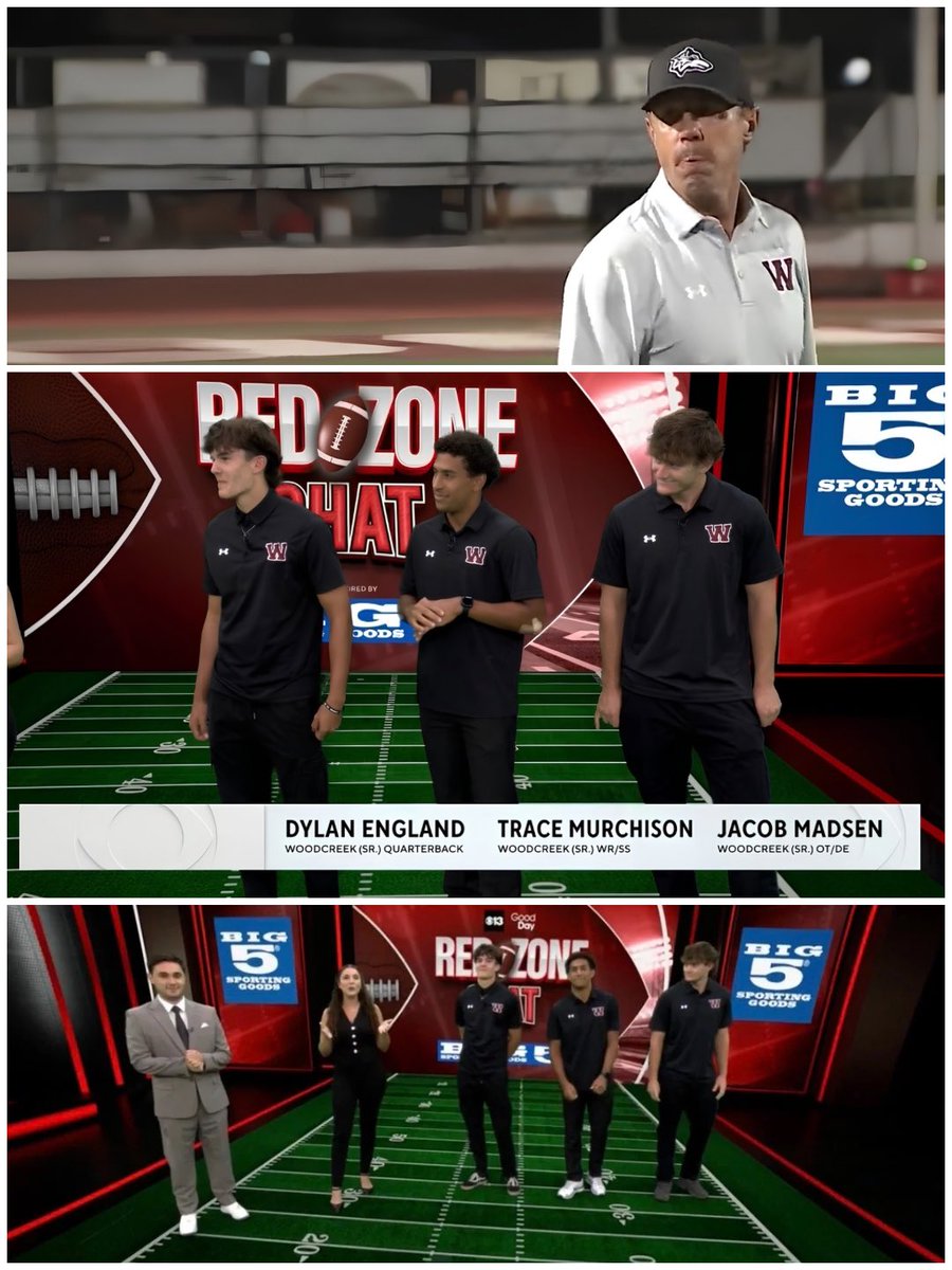 WoodcreekFB's tweet photo. Few of the boys had the opportunity to join @branitezsports &amp; @saratalkssports on CBS13 Sports Sunday. 

@DylanEngland09 @TraceMurchison @jacob__madsen 

Well done gentlemen and way to represent.

https://t.co/gFlZZo4YQV https://t.co/obhpogC5vA