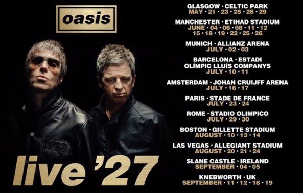 MariannaEn889Fm's tweet photo. Oasis Live  27🥳

Oasis está de regreso con nueva gira para el siguiente año….👏🏻👏🏻👏🏻👏🏻 https://t.co/wzExQ3PQFa https://t.co/DTcOu0NOd6