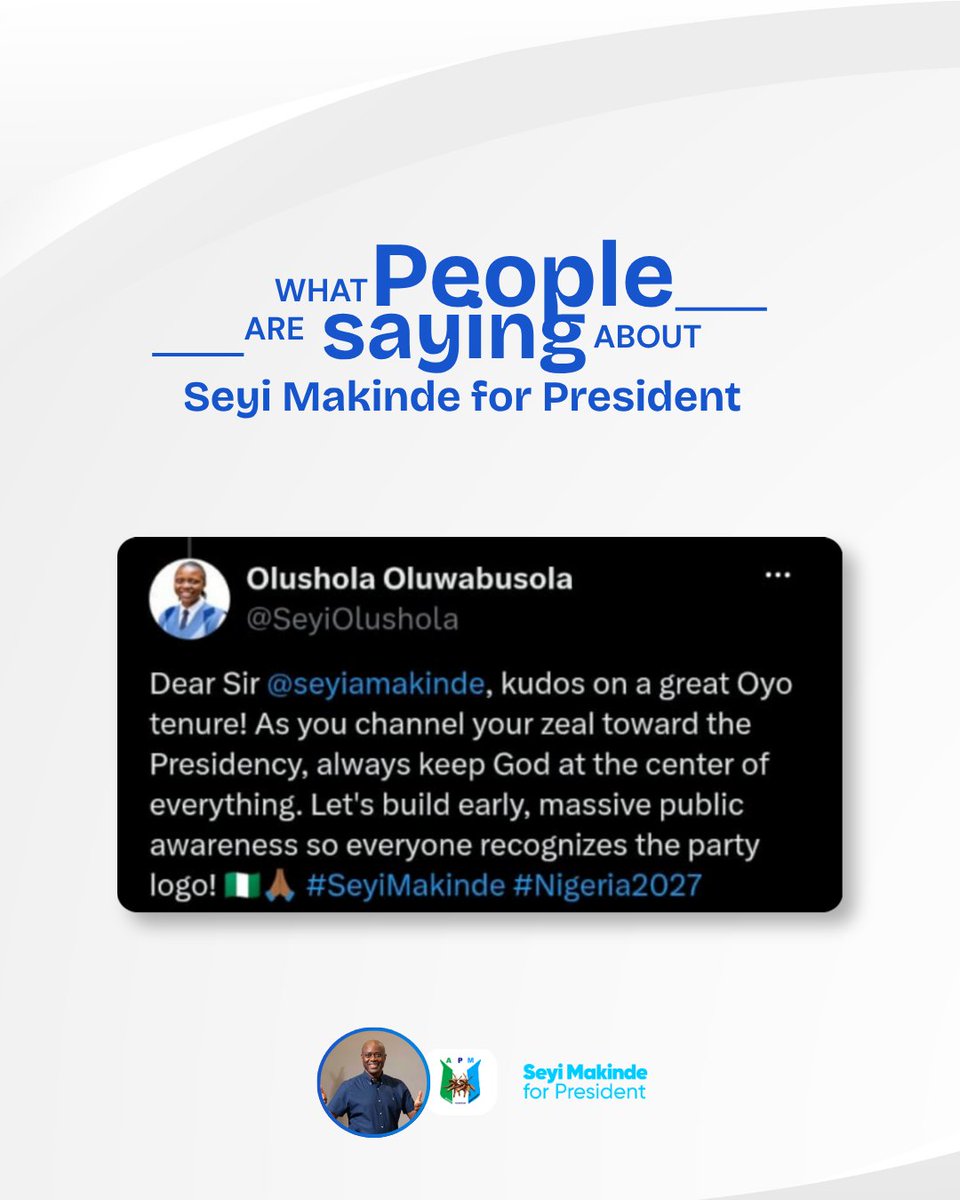 makindedaura's tweet photo. Nigerians are lining up behind the Reset Agenda. 

What are you waiting for?

#ResetNigeria #MakindeDaura2027 https://t.co/XuPgbl3r2f