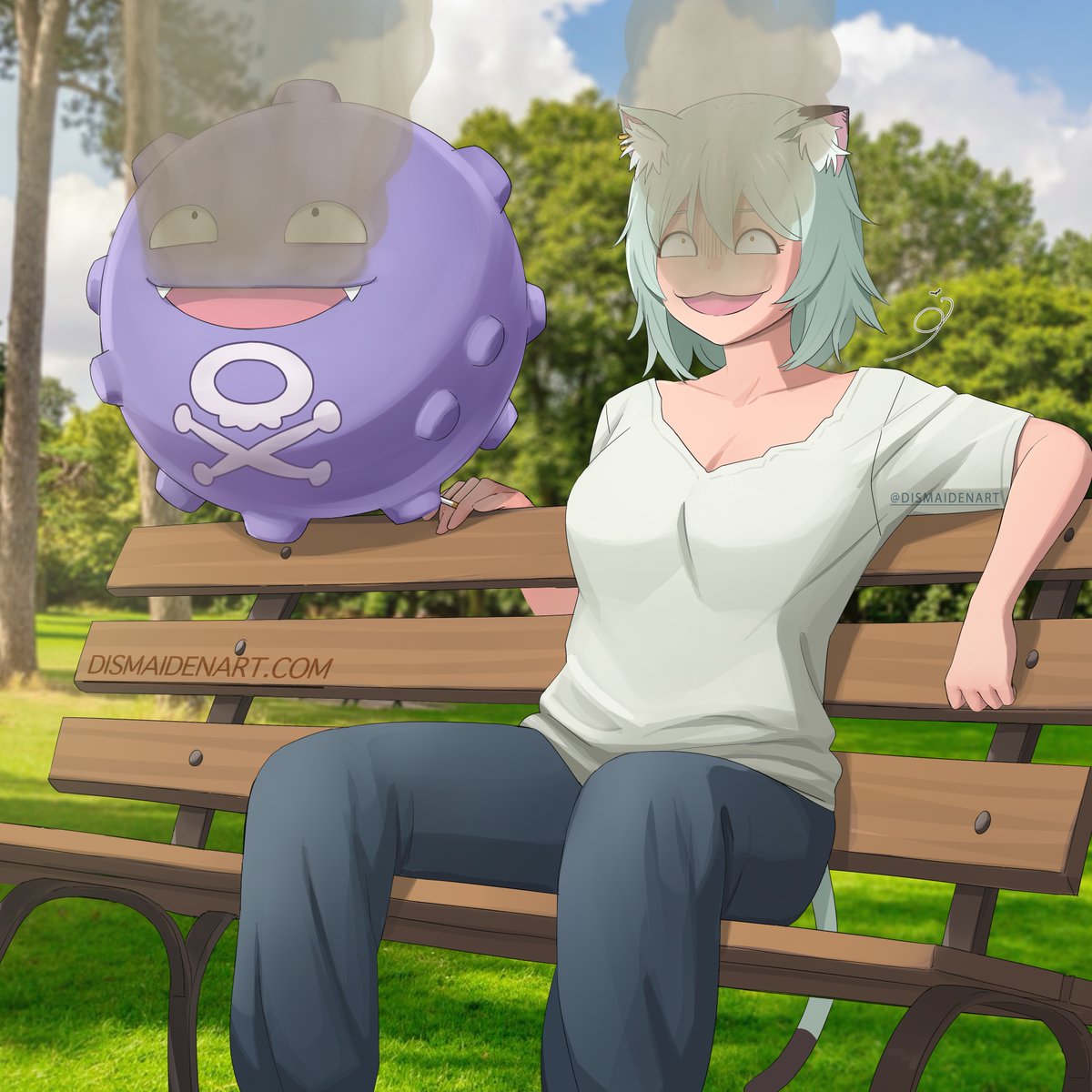 dismaidenart's tweet photo. A wild Yani Neko and Koffing use Smog 

(it was super effective) https://t.co/DkGzJFxtgi