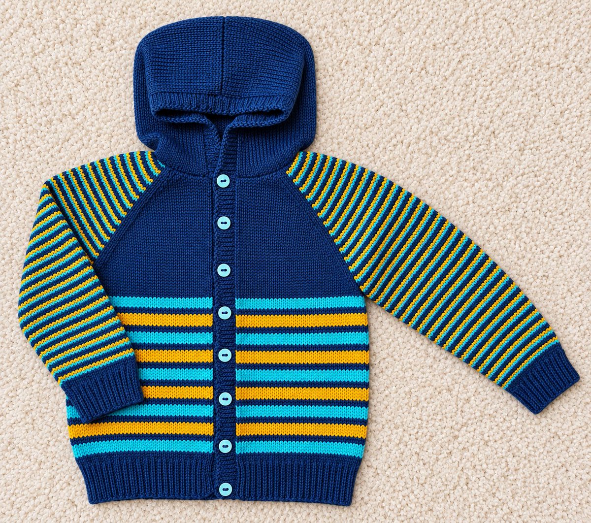 knitadventures's tweet photo. A baby boy's hoodie ready for listing on Etsy, I love the colours on this one. It's super-soft in 4-ply yarn, I do enjoy fine knitting too but it takes forever! https://t.co/xP2yqz5Lqc