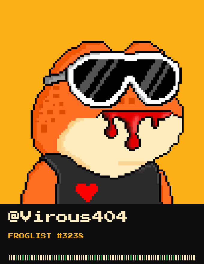 Virous404's tweet photo. Just got on the @zecfrogs list 🐸
6,969 pixel frogs on ZEC. Free mint.
FROGLIST #3238 sealed. set your frog as your PFP to climb the list. #ZECFrogs $ZEC https://t.co/9nZ4KAQu7e