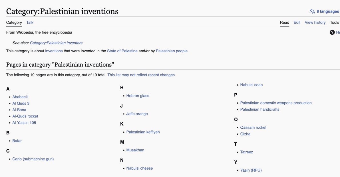 realMaalouf's tweet photo. The “Palestinian inventions” page on Wikipedia. Most of their ‘inventions’ are literally just different kinds of bombs.

That’s all you need to know. https://t.co/80UgM9tHsU