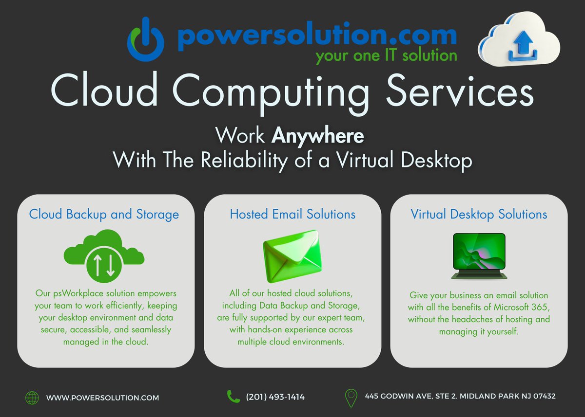_powersolution_'s tweet photo. ☁️ Outdated technology shouldn’t hold your business back. Powersolution’s cloud services help you work securely from anywhere while improving flexibility, scalability &amp; efficiency.

Ready to simplify your IT? Let’s talk: https://t.co/pZifFUQmHM 

#CloudComputing #ManagedIT https://t.co/qPvhN39w4E