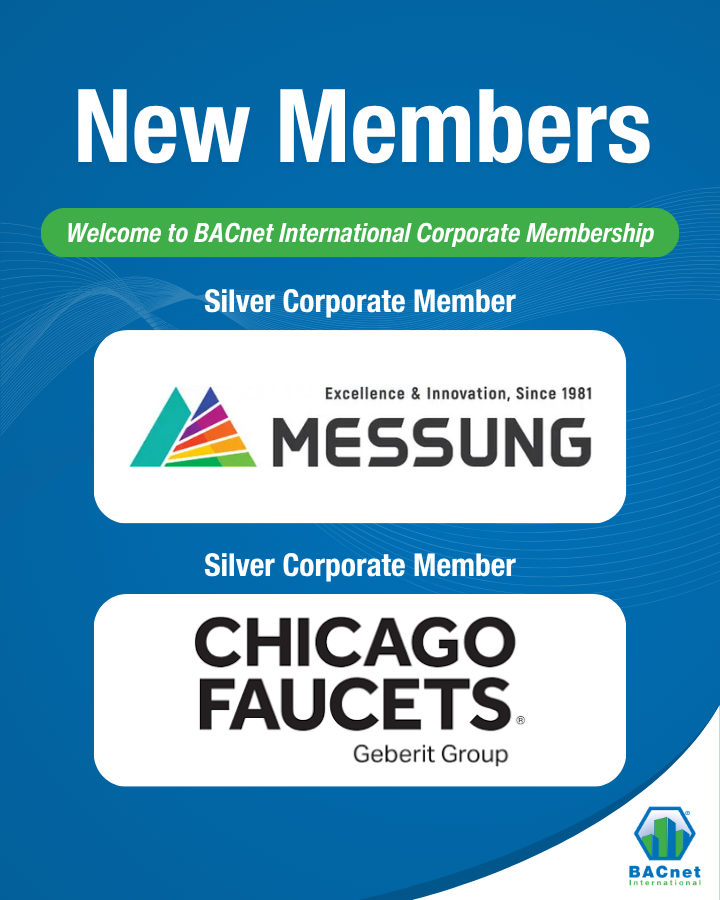 BACnetIntl's tweet photo. 🎉 BACnet International is excited to welcome Messung and @Chicago_Faucets as our newest Silver Corporate Members! To learn more about the benefits and opportunities BACnet International Corporate Membership provides, visit: https://t.co/97WaZT5NmT https://t.co/4kiWfwYeLE