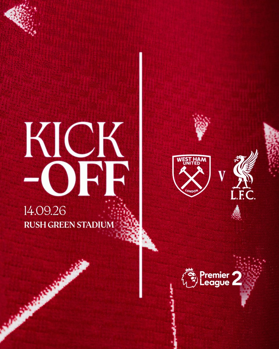 Kick-off graphic for West Ham United U21s vs Liverpool U21s in Premier League 2.