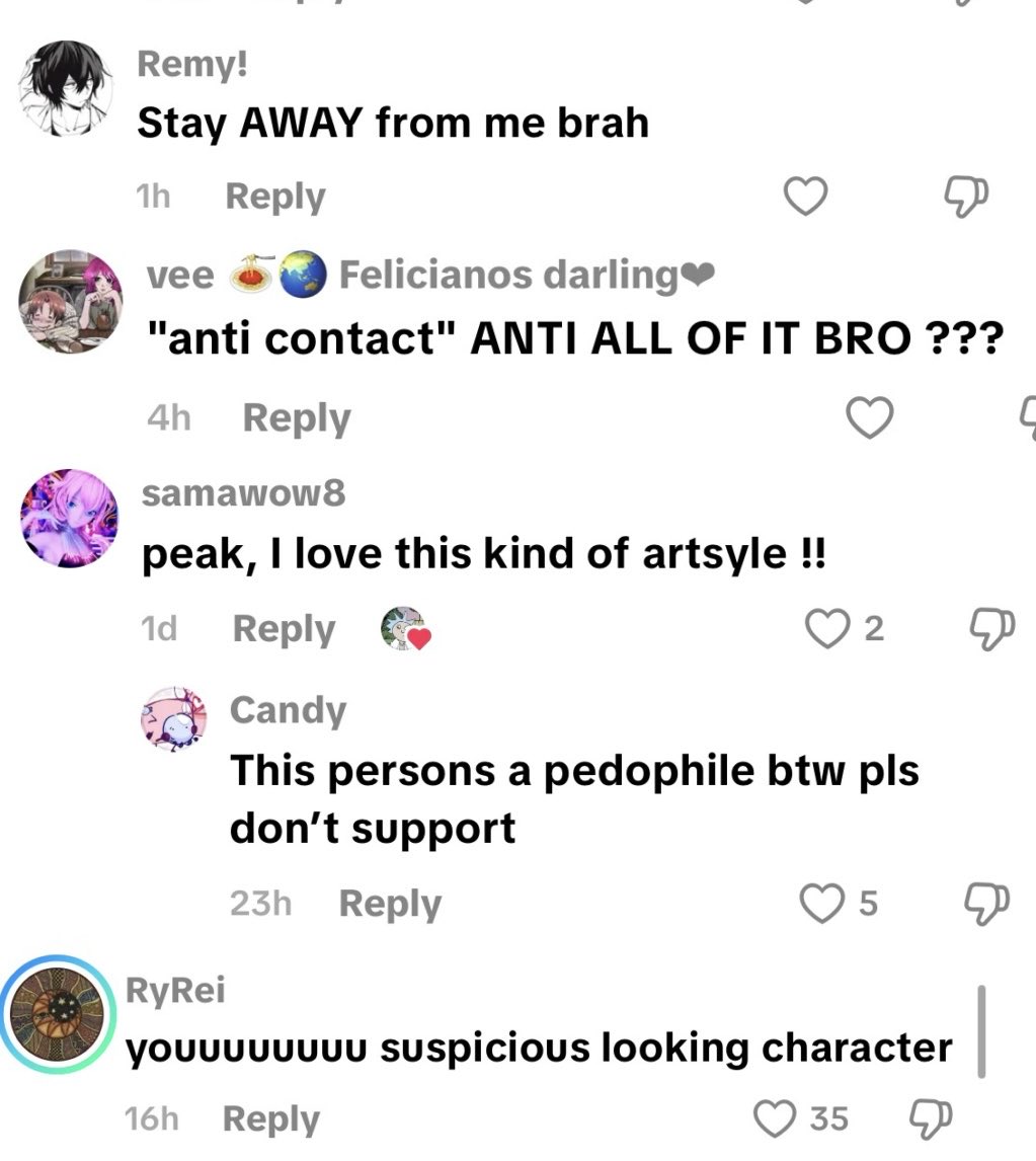 neokyoka's tweet photo. “do u guys like my art?🤗” 
“OH MY GOD BRO UR A PEDOPHILE OH MY GOD OHEMGOD UR ACTUALLY PROBLEMATIC I HOPE UR ART IS FED TO AI AND DID I MENTION UR A PEDO???” https://t.co/qHWt1uxXWo