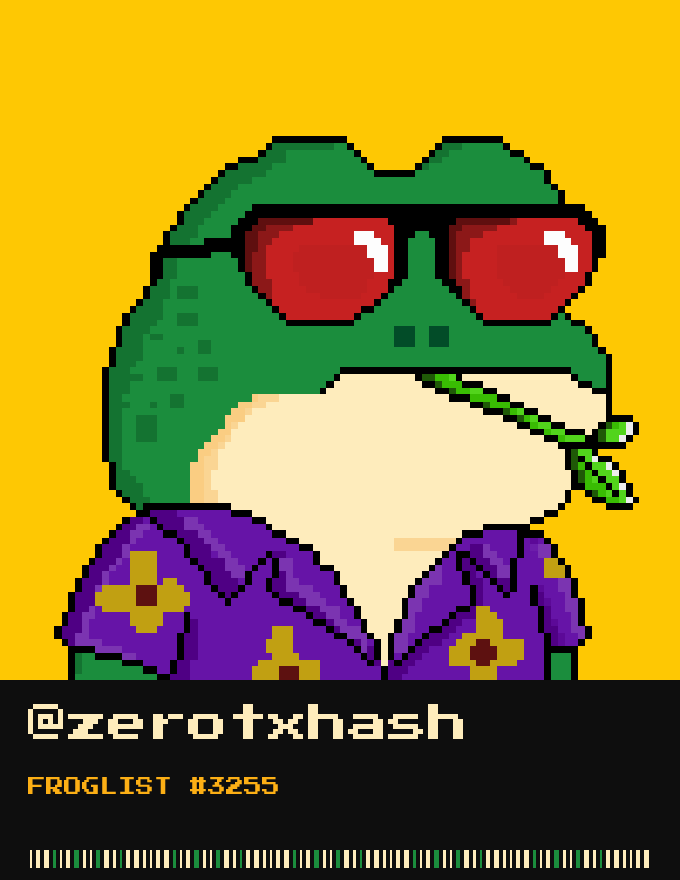 zerotxhash's tweet photo. I’m not here just to collect another NFT. I’m here because I genuinely believe in the ZEC culture and want to be part of what ZecFrogs is building. Give me a spot, and I’ll bring real attention, energy, and support to the community.
@zecfrogs https://t.co/tDNLcsB8bI
