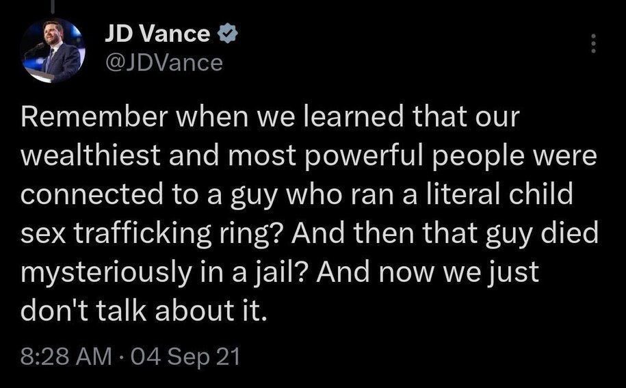 TrumpPedophile2's tweet photo. @JDVance https://t.co/KebR3wlMCp
