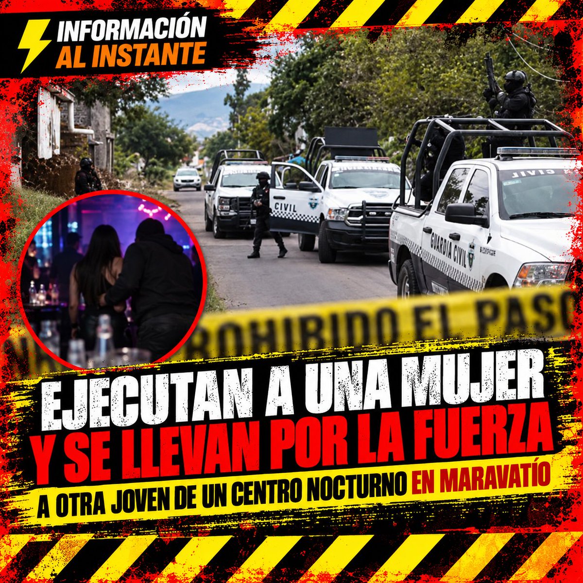 Informalinstant's tweet photo. Una mujer fue asesinada a balazos y otra joven permanece desaparecida, luego de que sujetos armados irrumpieran en el centro nocturno Black &amp; White, ubicado sobre la carretera Maravatío-Tungareo, a la altura de la comunidad de El Salitre. https://t.co/OlKAAzkIC4