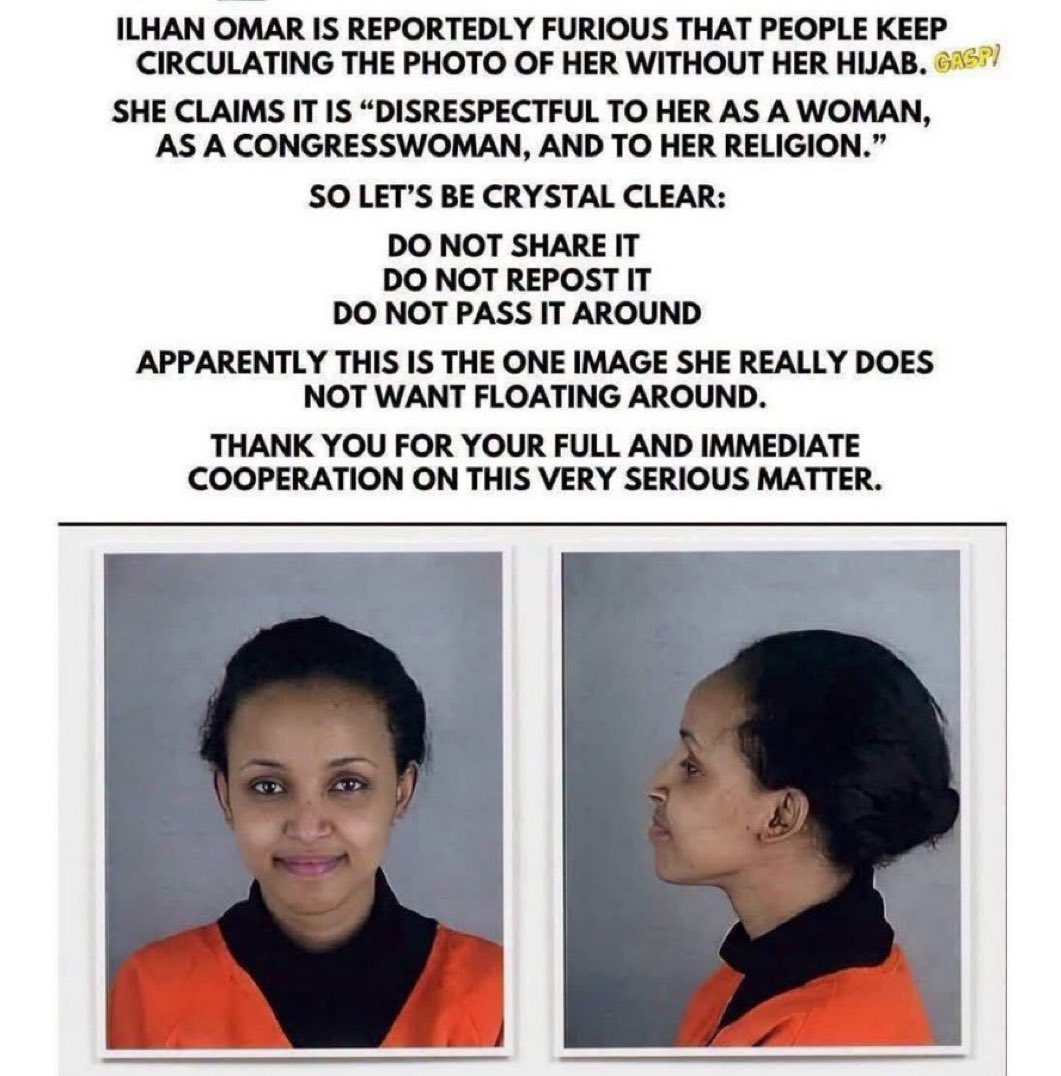 JustJenRX's tweet photo. SHARED, since it’ll piss off @IlhanMN and I would love for her to come force me to take it down 🤷🏻‍♀️ https://t.co/iERgiklklL