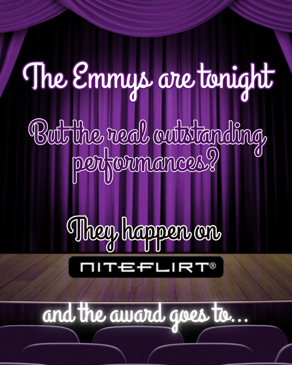 NiteFlirt's tweet photo. The NiteFlirt Awards 🏆Honoring outstanding achievements in calling, flirting &amp; questionable decision-making. Acceptance speeches optional. Appreciation encouraged. 👏
#NiteFlirt #NiteFlirtAwards #Emmys #EmmysNight #AwardSeason https://t.co/JQqIU3yZIw