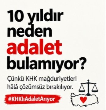 BenGarip247639's tweet photo. KHK’ların üzerinden yaklaşık on yıl geçti. 

#KHKlıAdaletArıyor https://t.co/w3VaE5PfFY