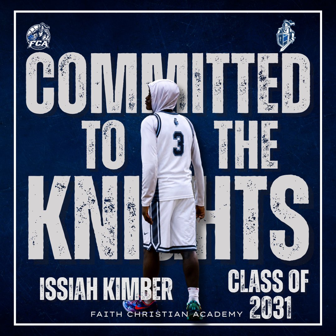 FCAKnightsHoops's tweet photo. COMMITTED TO THE KNIGHTS 🏀⚔️
Issiah Kimber | Class of 2031
Issiah is officially committed to Faith Christian Academy Basketball for the 2026–27 season! Excited to welcome him to FCA and get to work.
#FCAKnights #FCAKnightsBasketball #ClassOf2031 https://t.co/TTXTTuXA0T