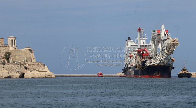 Shipguru's tweet photo. #chinesebuilt #pipelayer #AUDACIA #Entering #grandharbourmalta during her #maidencall - 12.09.2026 - https://t.co/uAH1qB1RZf - NO PHOTOS can be used or manipulated without our permission @worldshipsoc @offshoreenergyt @navingooe @Rich_Ships @ShipsInPics @ShippingMag @ShippingTV https://t.co/GZwzgOQVCR