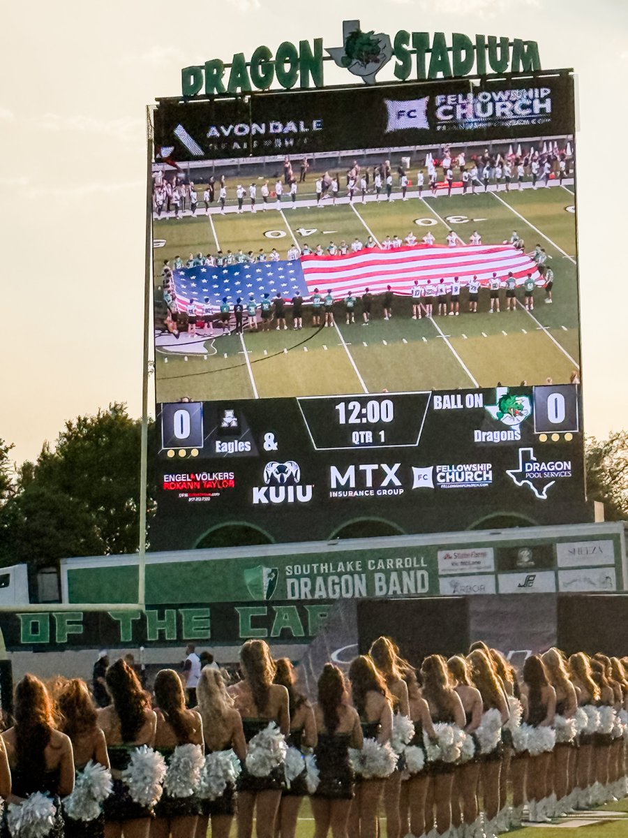 Carrollisd's tweet photo. We were honored to welcome many dedicated public servants to Dragon Stadium Friday night, from the first responders who serve and protect our communities to Tarrant County Judge @TimothyOHare and Tarrant County Commissioner @MattKrauseTX, who joined us on the field for the ceremonial coin toss.

Thank you to all our public servants for their leadership, commitment and service to our community! 🐉🏈

And thank you to @BasinVentures, our Carroll ISD athletics title sponsor.