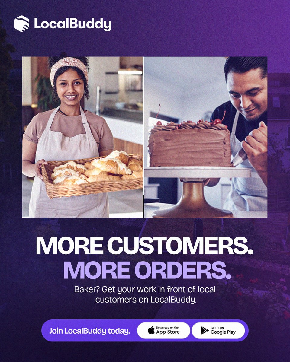 Localbuddyy's tweet photo. Bakers: your next customer could be just around the corner 🎂

Get your bakes in front of local customers, get discovered, and turn local attention into more orders with LocalBuddy 📲

More customers. More orders. 💜

#baker #BusinessGrowth https://t.co/oZdGNtlYHr
