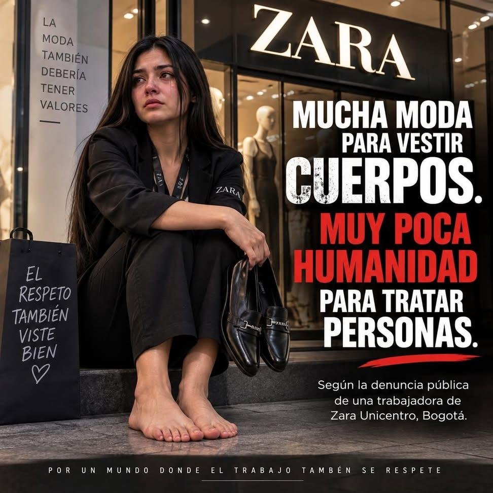 candido_res's tweet photo. #zarapastrosos. Zara Colombia, en una tienda quitaron los zapatos a una dependienta y se fue a su casa descalza. Viral #ZaraSinZapatos https://t.co/O1AcXkysxH