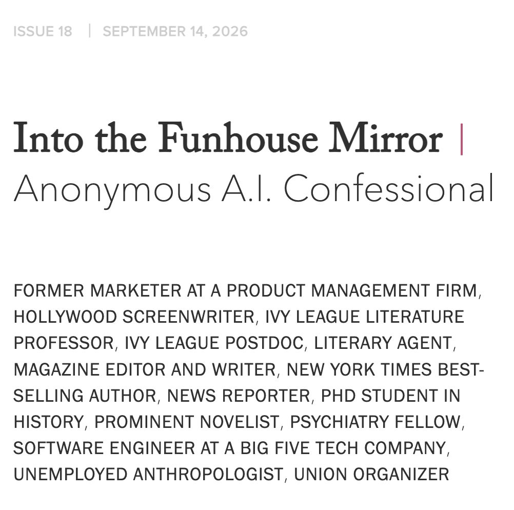 madeleineebaker's tweet photo. In the new issue of @thedrift_mag, you can read a set of anonymous Dispatches on what A.I.-dominant America actually looks like in everyday life https://t.co/rUlmaS0gSu https://t.co/FyrFfkJANA