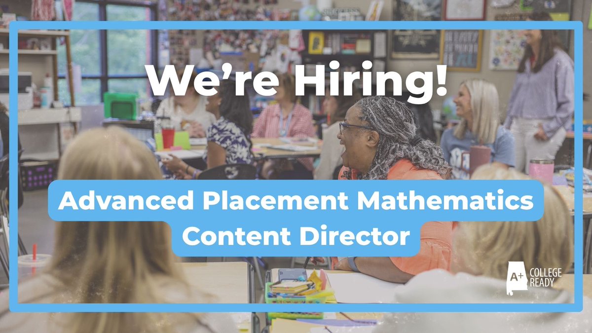 aplusala's tweet photo. We’re hiring! A+ College Ready is looking for an Advanced Placement Mathematics Content Director. If you’re passionate about mathematics education and helping educators and students succeed, we’d love for you to join our team! Learn more &amp; apply here: https://t.co/Y50ZyT0vGa https://t.co/cUVpdFRSA8