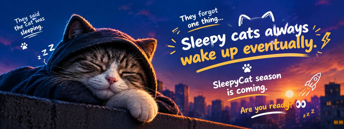 SleepyCatHQ's tweet photo. They said the cat was sleeping. 💤
They forgot one thing…
 Sleepy cats always wake up eventually. 🐱⚡
SleepyCat season is coming. 👀💤
Are you ready?
#SleepyCat #Memecoin #CryptoTwitter #CT #Solana #MemeCoin #CryptoCats #Altcoins https://t.co/MTDAV4Ri8F