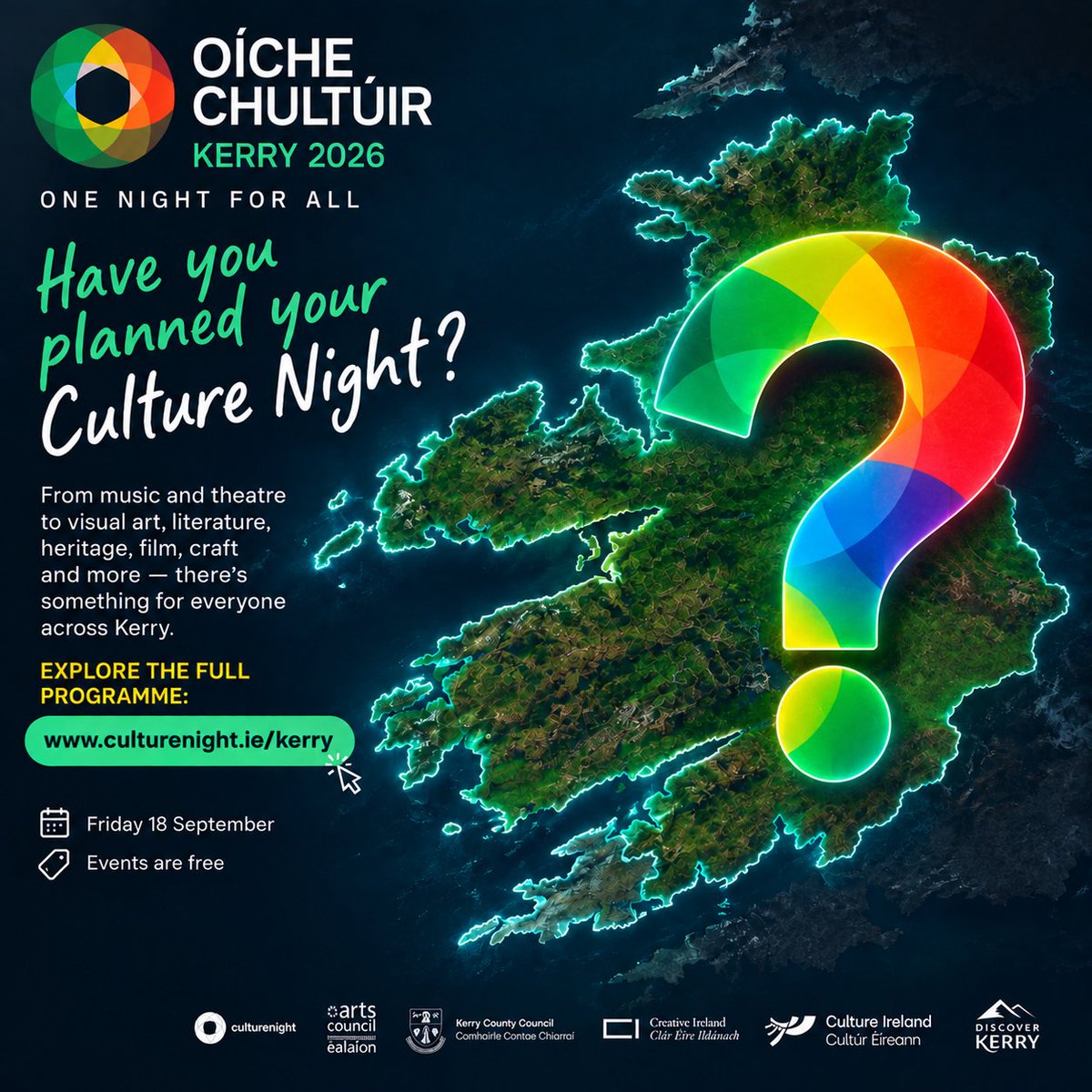KerryCoArts's tweet photo. 📲 Have you planned your #CultureNight?

Just 3 days to go! Explore Kerry’s free events &amp; plan your Friday night.

https://t.co/rMsnkICOKF

@artscouncil_ie @kerrycounty @creativeirl @culture_ireland

#DiscoverKerry #Music #Theatre https://t.co/etLk2TVlpa