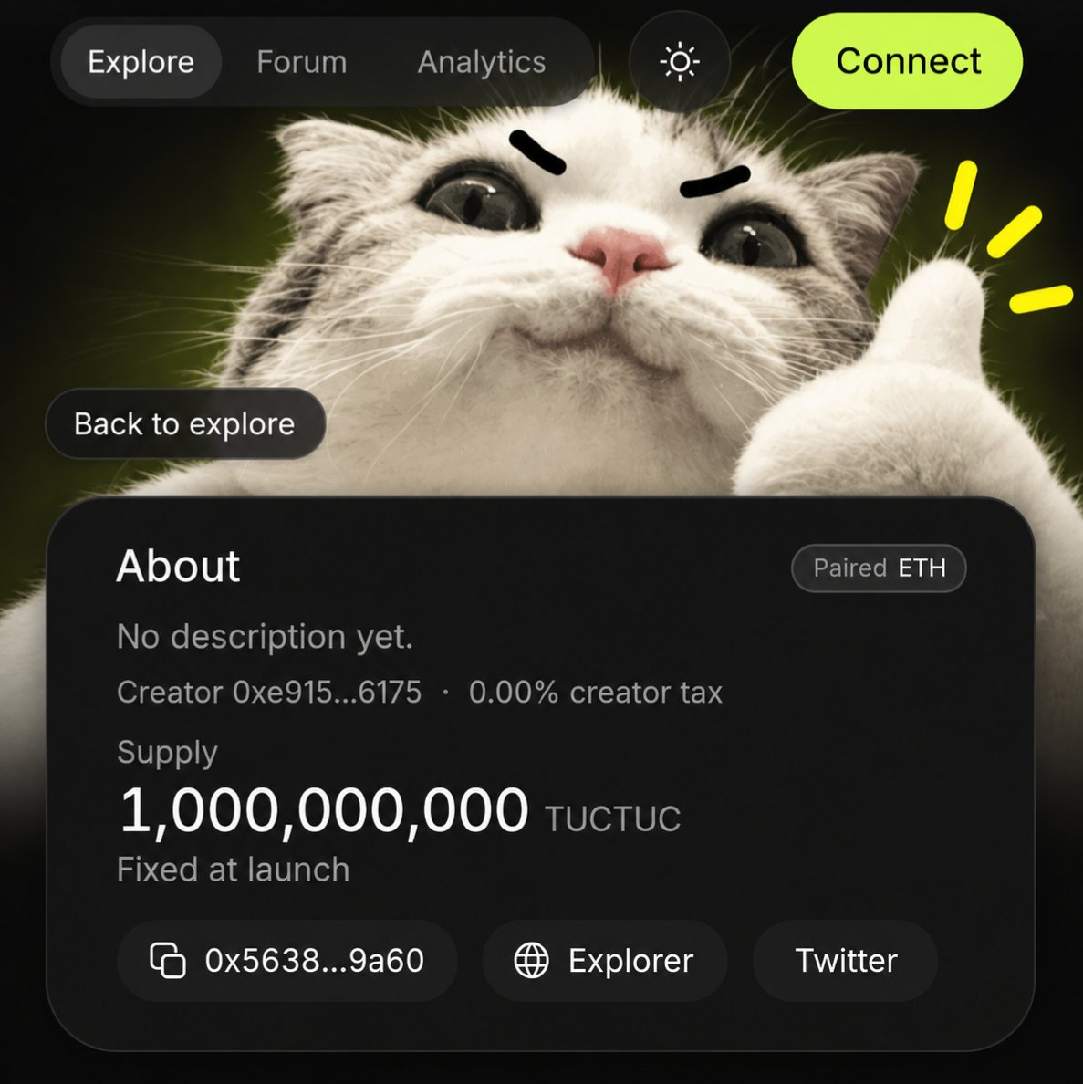 TucTucCat's tweet photo. my fellow pons team,

any chance you can update our socials? 👍

we applied for CTO

we don’t need the fees
the fees already have a very important job: going to holders

we just need our socials updated on PONS

thumb is waiting patiently 👍

CA: 0x56384B22e988dC25260671f2B98DAccA3f009a60

@MEADGod @mevcel @mapi0x @ponsdotfamily