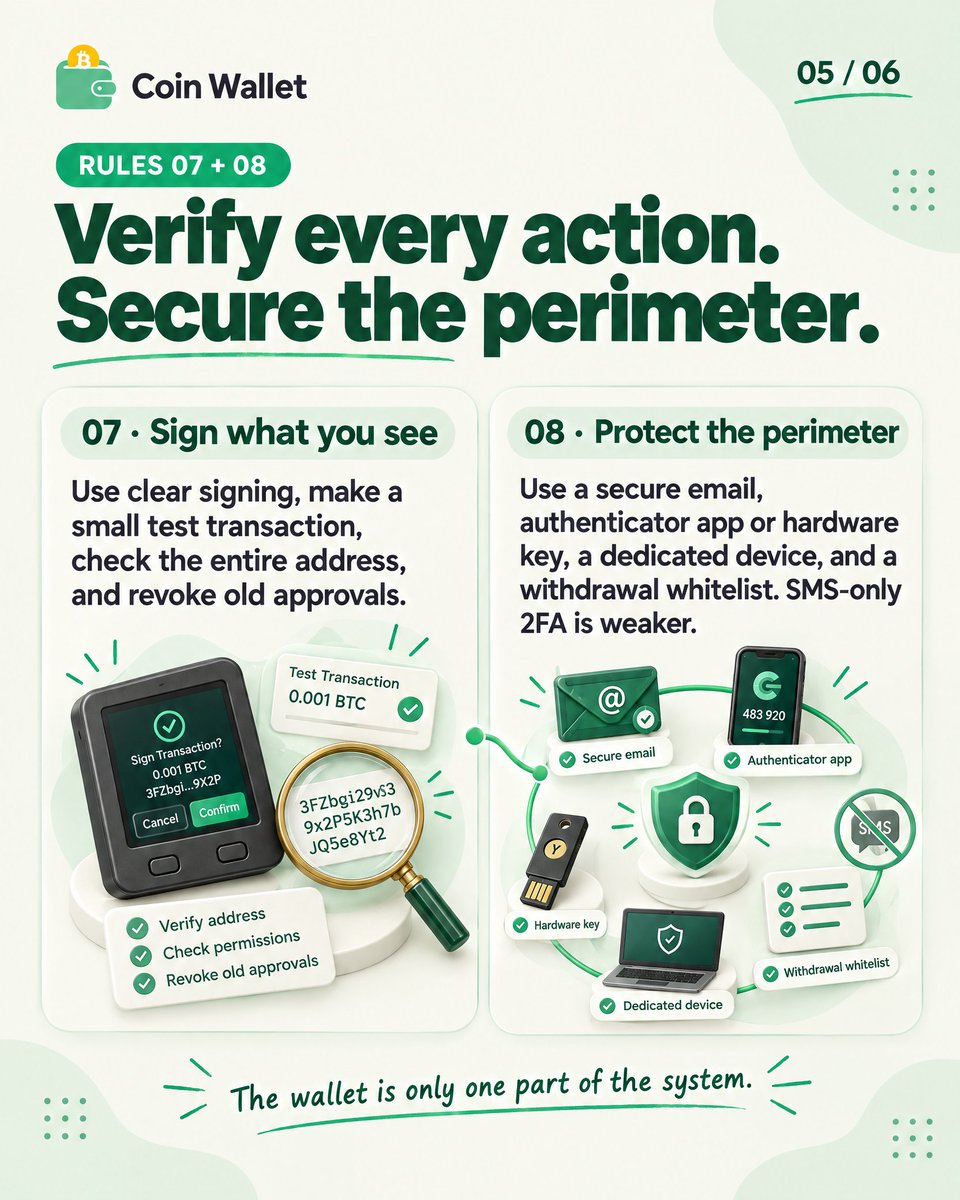 CoinAppWallet's tweet photo. Most investors lose crypto not by trading… but by ignoring basics.

Backups, password hygiene, cold storage simple rules that save fortunes.

Which of the 9 rules do you think people skip the most? Let’s talk. 
#Web3 #CryptoSafety https://t.co/LdWvsKugld