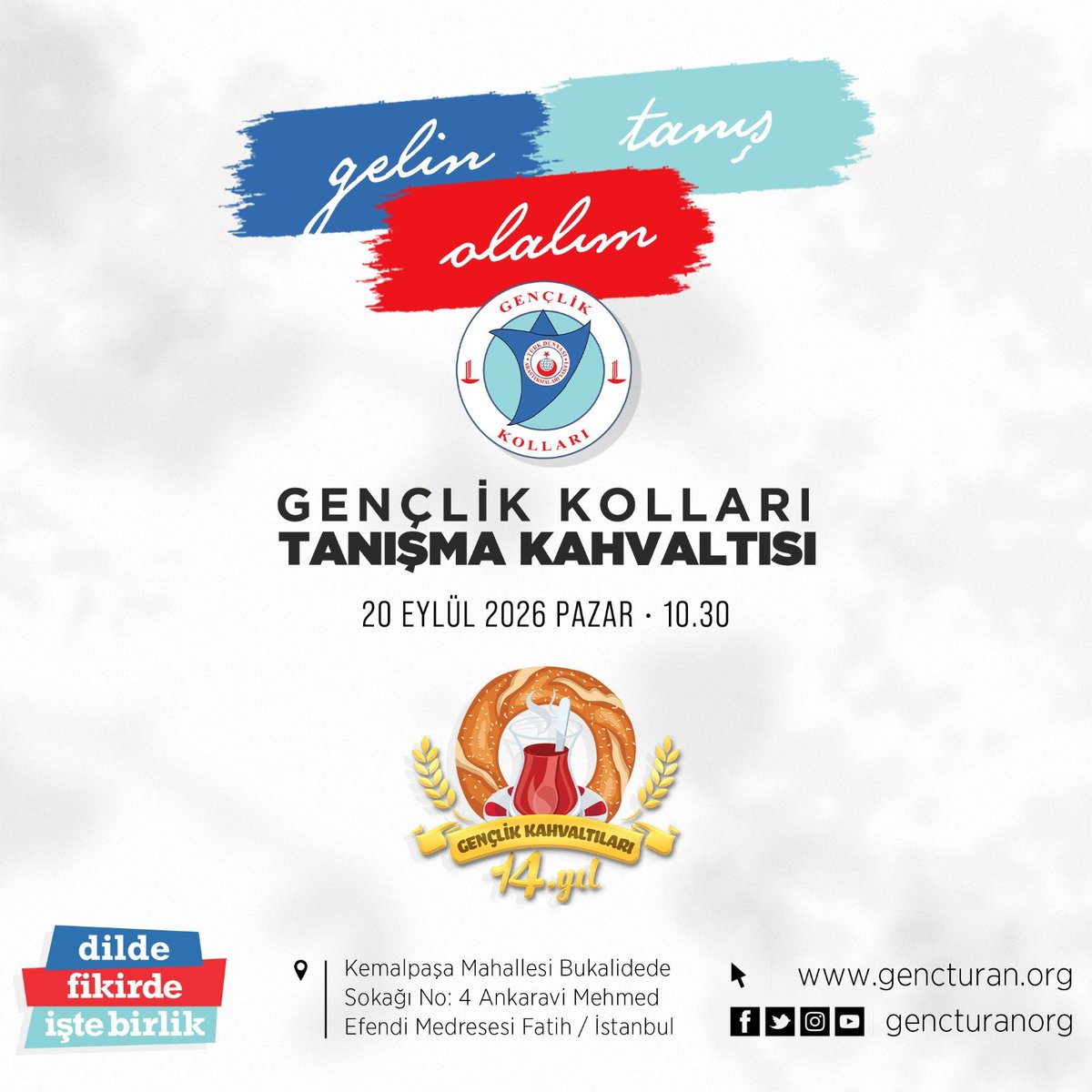 gencturanorg's tweet photo. Türk Dünyası Araştırmaları Vakfı Gençlik Kolları olarak 2026-2027 akademik yılına "merhaba" diyoruz!✨

​Geleneksel tanışma kahvaltımızda
genç arkadaşlarımızı aramızda görmekten mutluluk duyarız.
#türkdünyasıaraştırmalarıvakfı https://t.co/tO6DRK8lHk