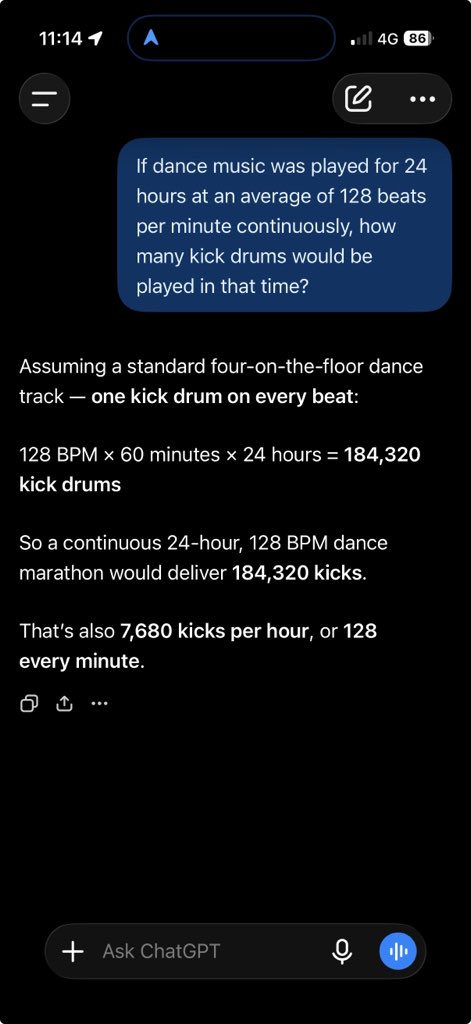 jonogrant's tweet photo. Doesn’t account for breakdowns of course, and equally doesn’t account for all the after party sets etc. Allowing for 8h a day over 3 days. Just a rough guide, as tempos would have been more in the 120-140, but you get the idea…

That’s a lot of kicks!

Thank you #anjunafamily #ABGT700