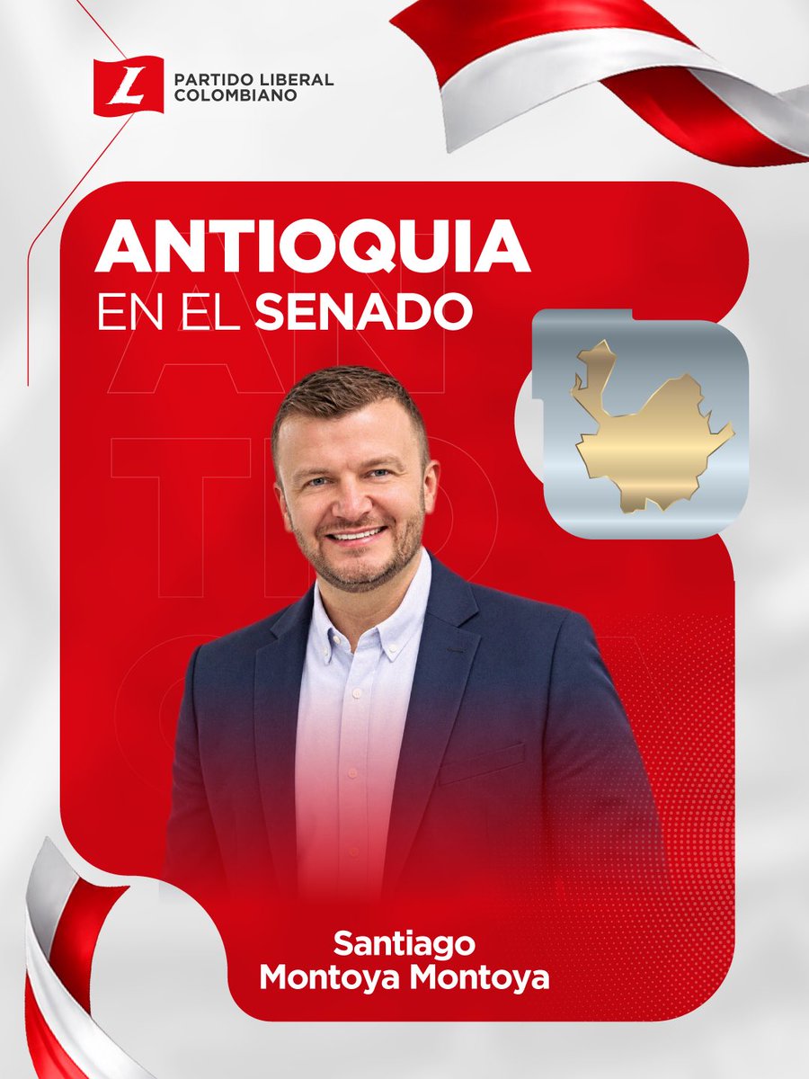 PartidoLiberal's tweet photo. Desde el Partido Liberal Colombiano destacamos el liderazgo y la trayectoria de @santimontoyaSab , senador de la República para el periodo 2026–2030.
Seguimos fortaleciendo nuestra representación y trabajando por un país con más oportunidades, bienestar y justicia social. ❤️🇨🇴 https://t.co/CbfWhKURB2