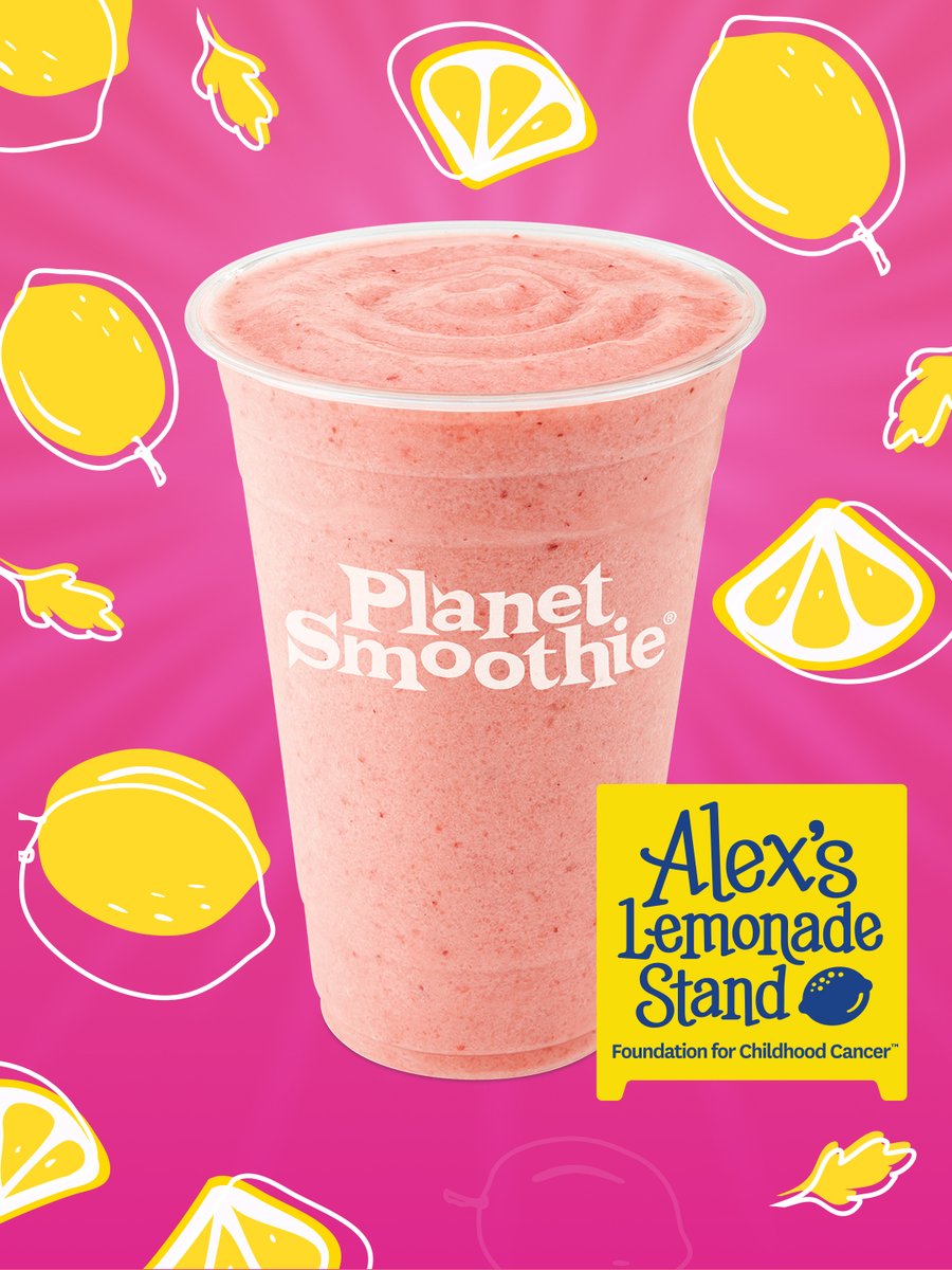 PlanetSmoothie's tweet photo. A smoothie that makes a difference. 💛🥤 Grab a Lunar Lemonade through September 30, and $1 from your purchase will be donated to Alex’s Lemonade Stand Foundation in the fight against childhood cancer. 🍋 @AlexsLemonade https://t.co/9tQZ1l2usZ