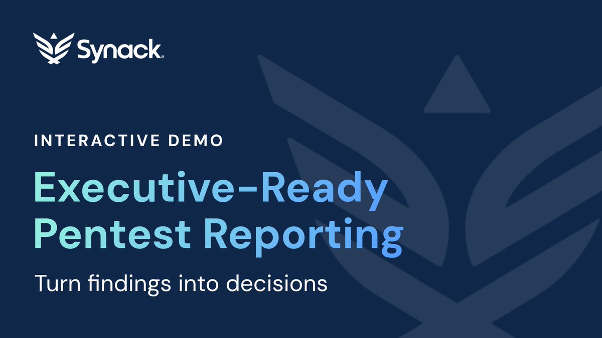 synack's tweet photo. Check out what's new in the Synack Platform! 📊 See how we turn validated pentest results into a report you can hand to engineers, executives and auditors. Take our interactive demo: https://t.co/pTNKUSulLI https://t.co/NqWXIfWnMX