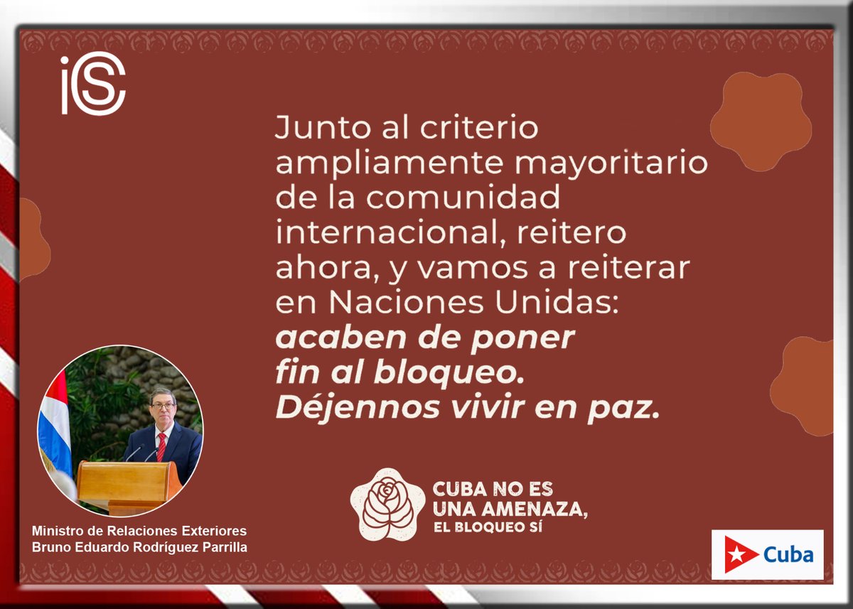 IcsCuba's tweet photo. Una y un millón de veces: Déjennos vivir en paz.
#CubaNoEsUnaAmenaza, el bloqueo SI https://t.co/7KrCvvXCQA