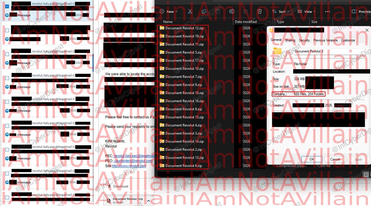 IntCyberDigest's tweet photo. ‼️ BREAKING: We're in contact with the Revolut hacker. According to them, they didn't only take Revolut data, they've also compromised multiple Italian law enforcement departments.

They say the operation targeting Revolut ran for six months, and that they used Italian law enforcement systems to send data requests to Revolut.

They claim to hold 147 GB taken from the Italian side, including internal docs, calendars and personal material, among it the chat logs of a federal officer arguing with his wife.