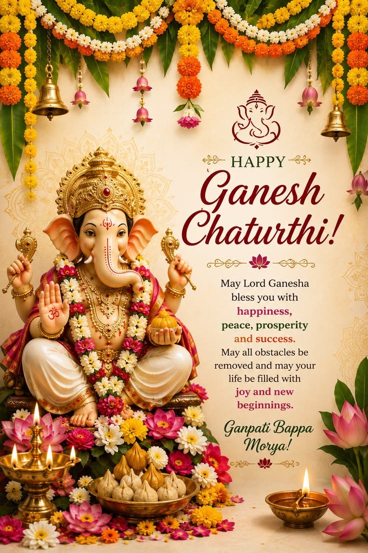 IamSPM2425's tweet photo. May Lord Ganesh Bless you all with happiness, peace prosperity and success. Ganapati bapaa Moriya, Mangal murty Moriyap.
#GaneshChaturthi https://t.co/JNjBeBiruj