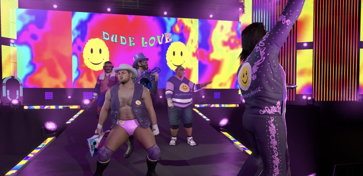 A2JWWE2k's tweet photo. Funky Miller’s “Huckleberry House” 🙂 🏠
From left to right in the first pic:
- Daryl Dempsey 💪🏼
- Mr Phil Goode 🕺🏻
- Funky Miller 🪄
- Big Elvis 🎤
- Jerry 🍔
#AWFM #A2J #WWE2k26 https://t.co/xLggc99BuG