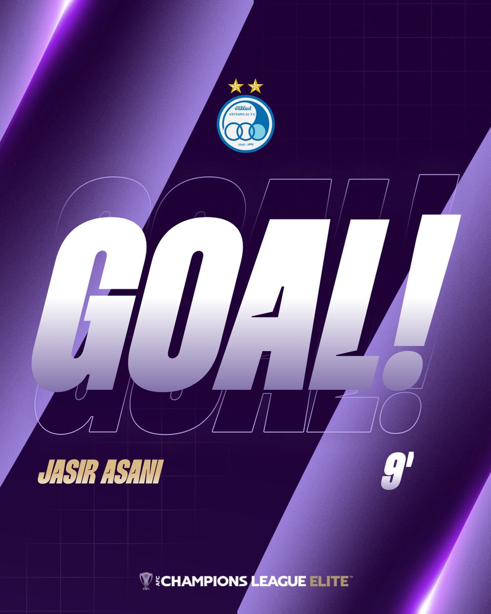 TheAFCCL's tweet photo. ⚽️ GOAL | 🇮🇷 Esteghlal FC 1️⃣-0️⃣ Al Sadd SC 🇶🇦
Jasir Asani thumps the ball into the top right corner for the early lead!
📺 Watch 𝗹𝗶𝘃𝗲: https://t.co/sMjqIhGjJJ
#ACLElite | #ESTvSAD https://t.co/4ssRB3Agwi