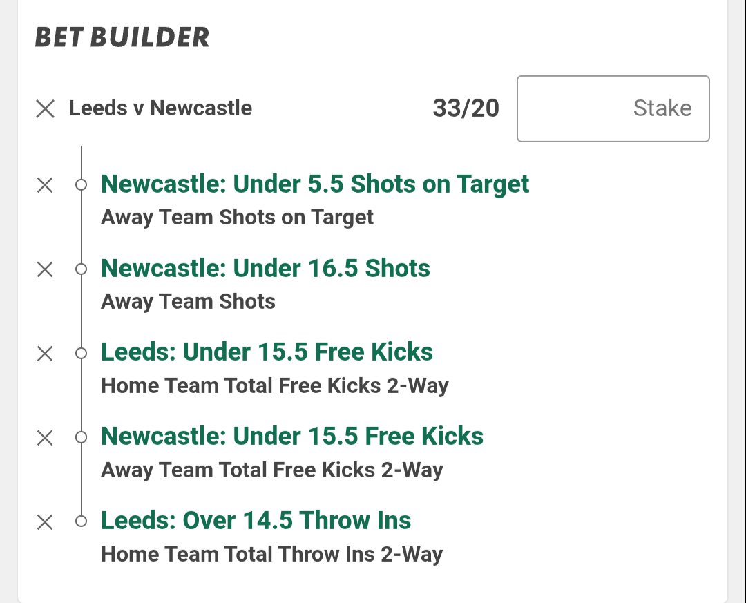 Arcey1980's tweet photo. Two 2pt betbuilders for Leeds v Newcastle. Hopefully can avoid the red card tonight which affects games so much! If so then looks very good. https://t.co/vjO2vWeNeA