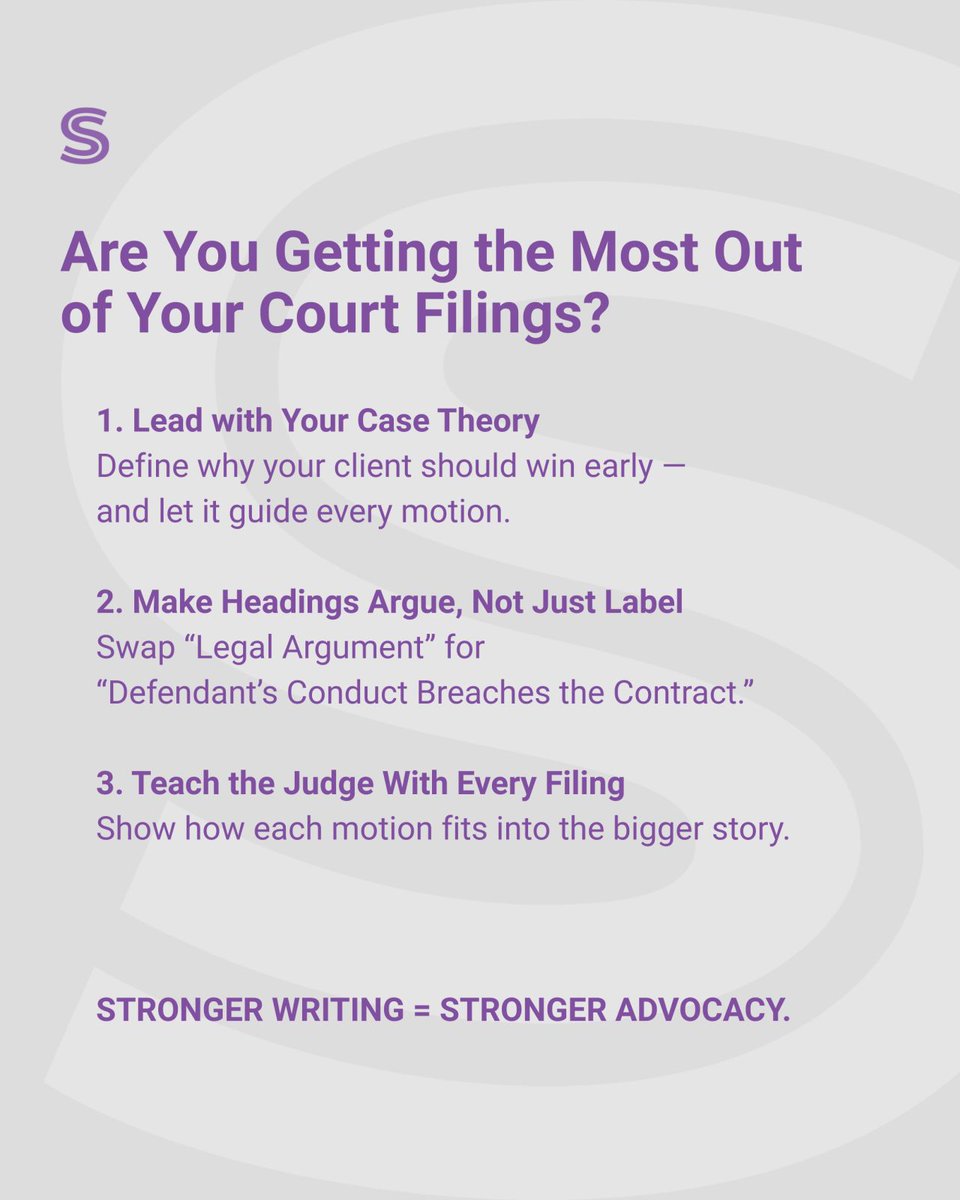 huronlaw's tweet photo. Your filings aren’t just procedural, they’re opportunities to persuade.
Here’s a one-page on how to get more impact out of every motion and brief.

#Litigation
#LegalWriting
#CourtStrategy https://t.co/288DLStUDc