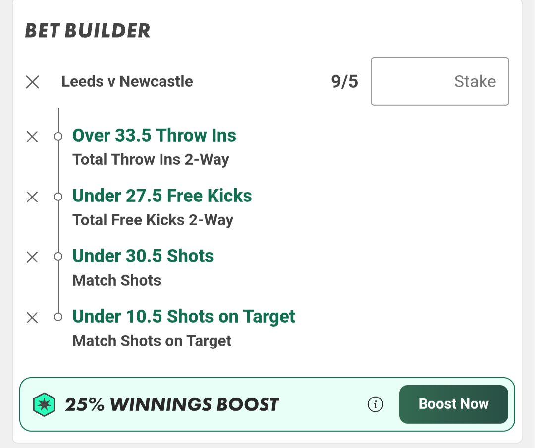 Arcey1980's tweet photo. Two 2pt betbuilders for Leeds v Newcastle. Hopefully can avoid the red card tonight which affects games so much! If so then looks very good. https://t.co/vjO2vWeNeA