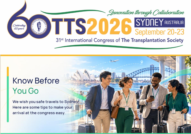 ttsorg's tweet photo. ⏲️#TTS2026 doors open in two days! 🎉

We're excited to join 3,500+ international transplantation experts in Sydney! To help you on your journey, we've compiled a need-to-know newsletter, including transportation options, tourism info, registration updates, and more! 

Here's what you need to know 👉 https://t.co/prN4FsZW29

We look forward to seeing you in Sydney! 🌏