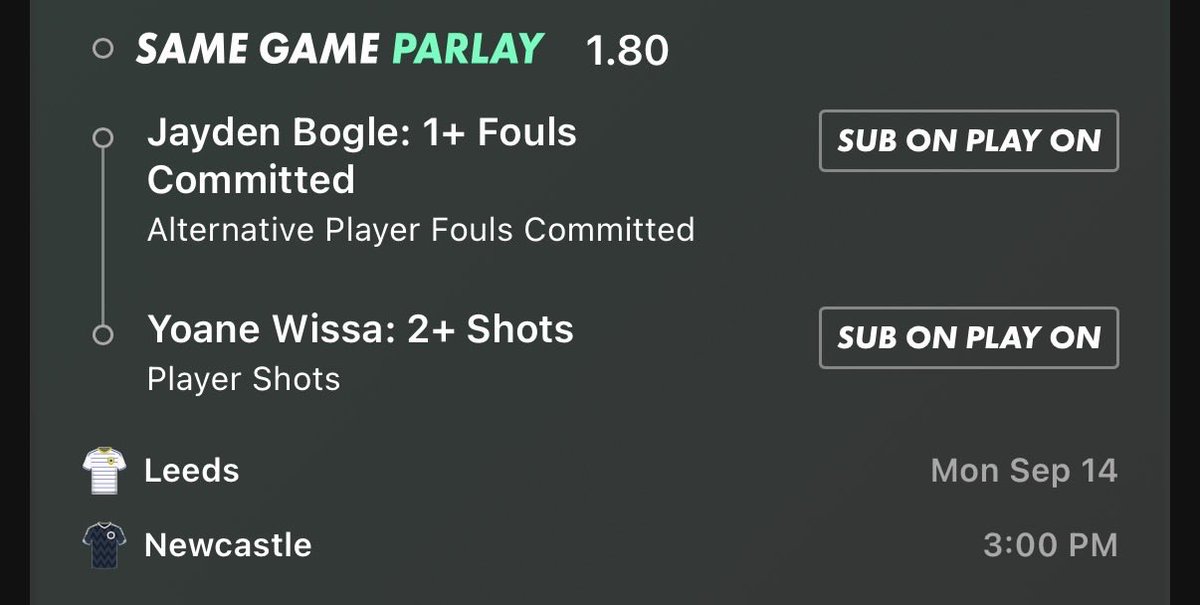 EPLBETSX's tweet photo. Leeds vs Newcastle

Bogle 1+ fouls committed 
Wissa 2+ shots

And another parlay for Jacob Murphy 2+ shots and Calvert 2+ Shots https://t.co/bRYxziKbxf