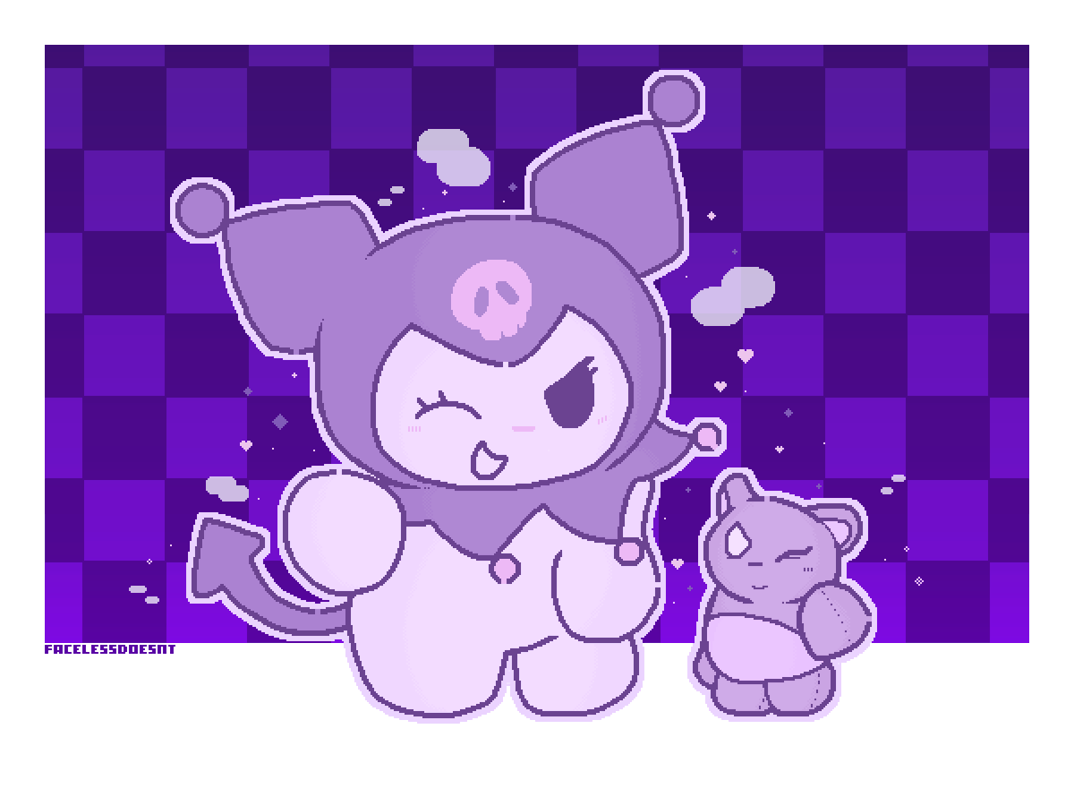 facelessdoesnt's tweet photo. Back on twitter yaaay here's kuromi i'm tired #art #fanart #pixelart #sanrio #kuromi https://t.co/a43U5DqEQo