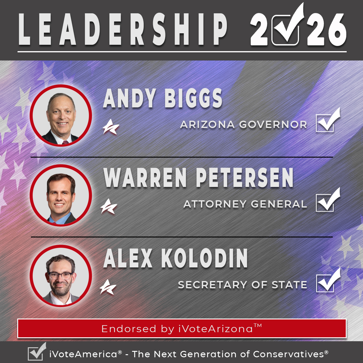iVoteArizona's tweet photo. Just 50 days remain before Arizona's citizens will dump Hobbs, Mayes, and Fontes and replace them with Biggs, Petersen, and Kolodin.

Don't believe the polls, reject the fake media stories, and let's have a turnout that  will ensure an undeniable election trifecta:

✔️@andybiggs4az - Governor
✔️@votewarren - AG
✔️@realAlexKolodin - Sec. of State

Why? Because Leadership Matters!